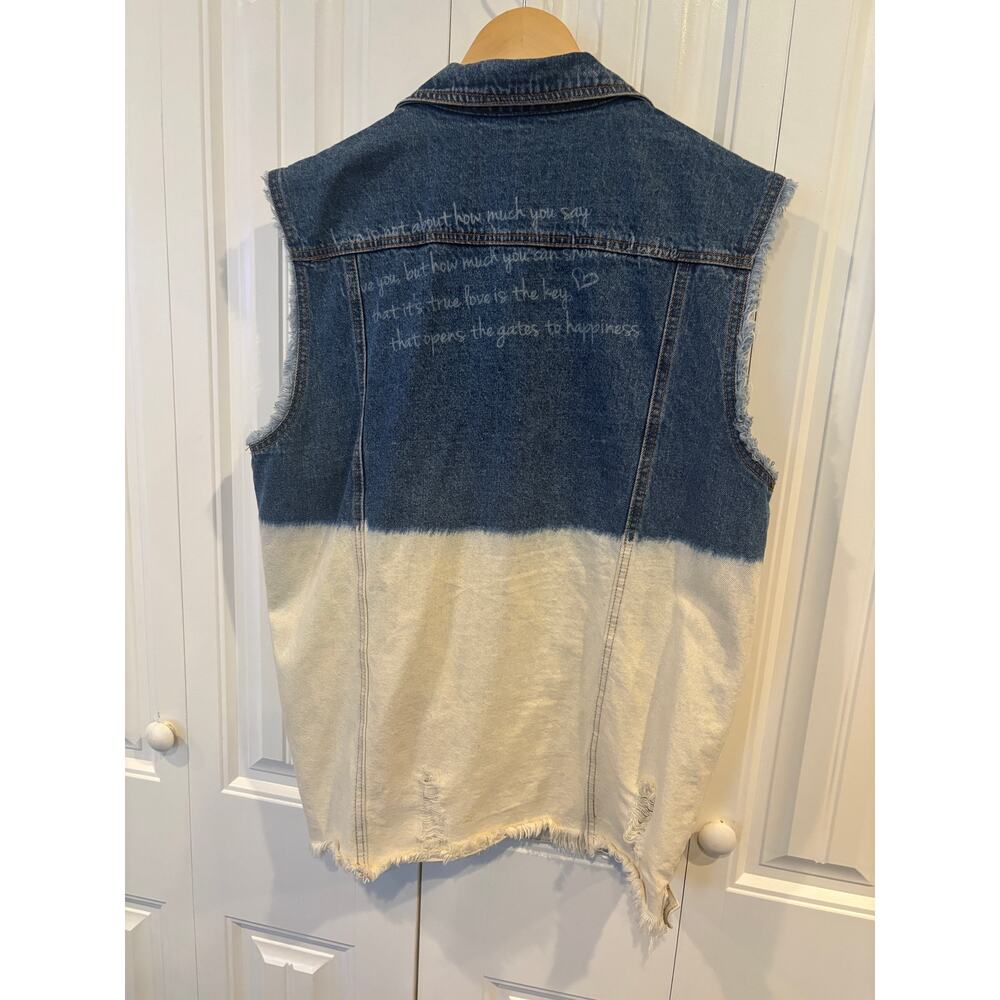 POL Distressed Ombre Denim Vest Size Large